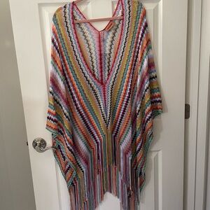 Missoni Rainbow Woven Knit shawl Poncho - NWT